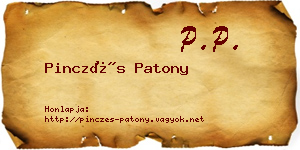 Pinczés Patony névjegykártya